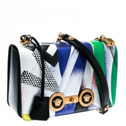 Versace Multicolor Clash Print Icon Leather Shoulder Bag