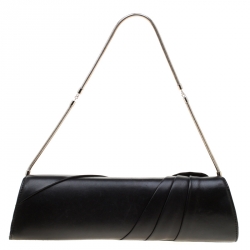 مملوكة مسبقًا Versace Black Leather Flower Embellished Chain Clutch