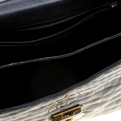 Pre Owned Versace Black Croc Embossed Leather Tote