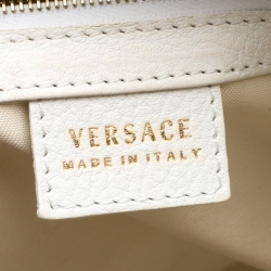 Pre Owned Versace Off White Leather Dome Satchel