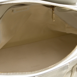 Pre Owned Versace Off White Leather Dome Satchel
