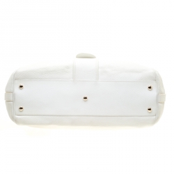 Pre Owned Versace Off White Leather Dome Satchel