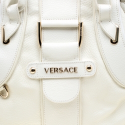 Pre Owned Versace Off White Leather Dome Satchel