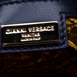 Versace Navy Blue Quilted Leather Athena Vanitas Top Handle Bag