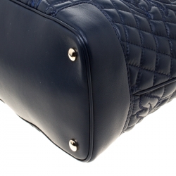 Versace Navy Blue Quilted Leather Athena Vanitas Top Handle Bag