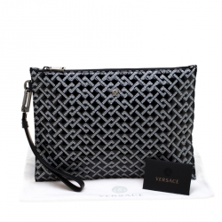 Pre Owned Versace Black Signature Patent Leather Pouch