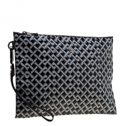 Pre Owned Versace Black Signature Patent Leather Pouch