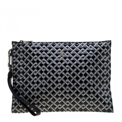 Pre Owned Versace Black Signature Patent Leather Pouch 