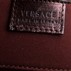 Pre Owned Versace Brown Snake Embossed Leather Madonna Boston Bag