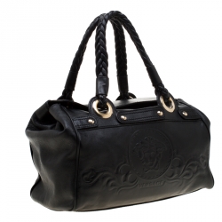 Pre Owned حقيبة فرساتشي جلد سوداء