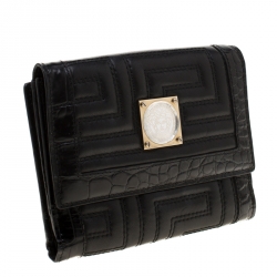 Pre Owned Versace Black Quilted Leather Bifold Wallet