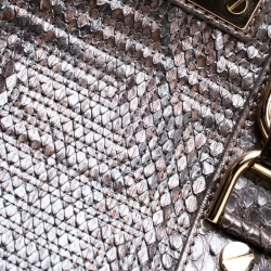 Pre Owned Versace Grey Quilted Python Snap Out Of It Satchel