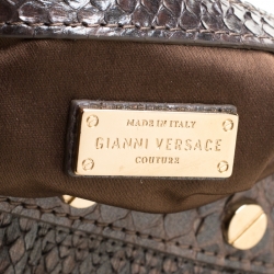 Pre Owned Versace Grey Quilted Python Snap Out Of It Satchel