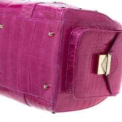 Pre Owned Versace Pink Crocodile Snap Out Of It Satchel