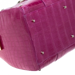 Pre Owned Versace Pink Crocodile Snap Out Of It Satchel