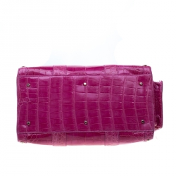Pre Owned Versace Pink Crocodile Snap Out Of It Satchel