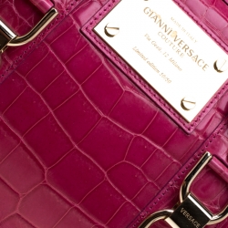 Pre Owned Versace Pink Crocodile Snap Out Of It Satchel