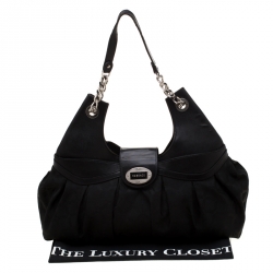 مملوكة مسبقًا Versace Black Canvas and Leather Shoulder Bag