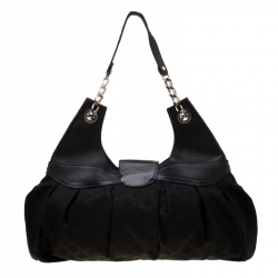 مملوكة مسبقًا Versace Black Canvas and Leather Shoulder Bag