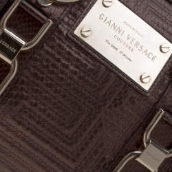 Pre Owned Versace Bronze Snakeskin Embossed Leather Couture Boston Bag