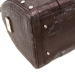 Pre Owned Versace Bronze Snakeskin Embossed Leather Couture Boston Bag