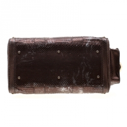 Pre Owned Versace Bronze Snakeskin Embossed Leather Couture Boston Bag