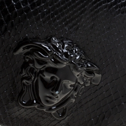Pre Owned Versace Black Python Palazzo Chain Clutch Bag