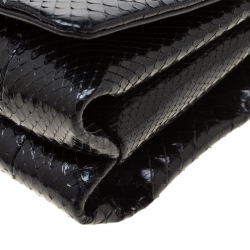 Pre Owned Versace Black Python Palazzo Chain Clutch Bag