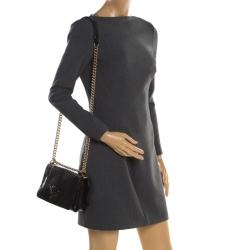 Pre Owned Versace Black Python Palazzo Chain Clutch Bag