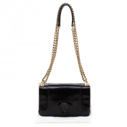 Pre Owned Versace Black Python Palazzo Chain Clutch Bag