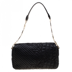Pre Owned Versace Black Quilted Leather Calliope Vanitas Shoulder Bag