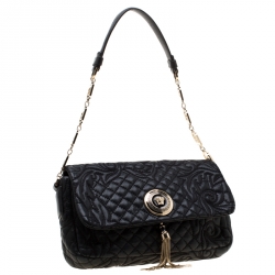 Pre Owned Versace Black Quilted Leather Calliope Vanitas Shoulder Bag