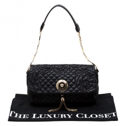 Pre Owned Versace Black Quilted Leather Calliope Vanitas Shoulder Bag