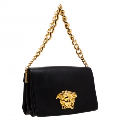 Pre Owned Versace Black Leather Medusa Sultan Shoulder Bag