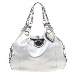 Versace Silver Leather Hobo