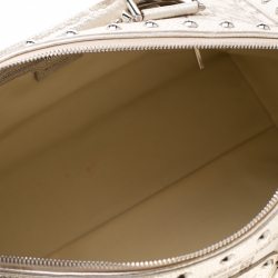 Pre Owned Versace Beige Metallic Signature Fabric and Leather Snap Out Of It Satchel