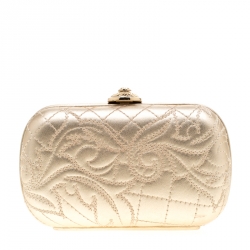 Pre Owned حقيبة كلتش فيرساتشي ميدوسا جلد ذهبي بقفل