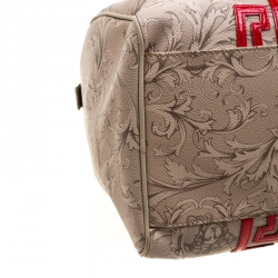 Pre Owned Versace Beige/Red Brocco Printed Leather Boston Bag