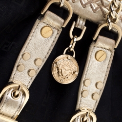 Pre Owned Versace Black Signature Fabric and Leather Madonna Boston Bag