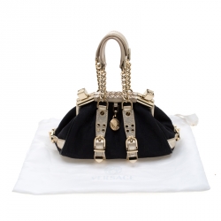 Pre Owned Versace Black Signature Fabric and Leather Madonna Boston Bag