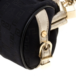 Pre Owned Versace Black Signature Fabric and Leather Madonna Boston Bag