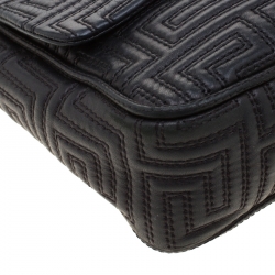 Pre Owned حقيبة كتف فرساتشي جلد سوداء مبطنة كوتور