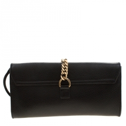 Pre Owned Versace Collection Black Pebbled Leather Clutch