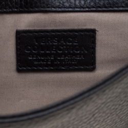 Pre Owned Versace Collection Black Pebbled Leather Clutch