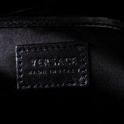 Versace Black Leather and Python Embossed Tote