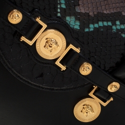 Versace Black Leather and Python Embossed Tote