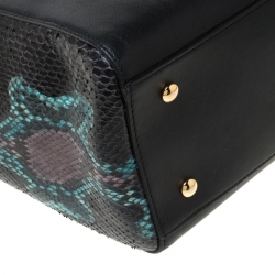 Versace Black Leather and Python Embossed Tote