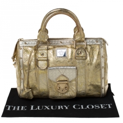 Versace Gold/Silver Ceramic Effect Leather Snap Out Of It Satchel