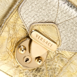 Versace Gold/Silver Ceramic Effect Leather Snap Out Of It Satchel