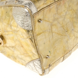 Versace Gold/Silver Ceramic Effect Leather Snap Out Of It Satchel